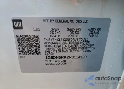 2024 Cadillac Ct5 Premium Luxury z USA, uszkodzony, nr VIN 1G6DN5RK2R0114120